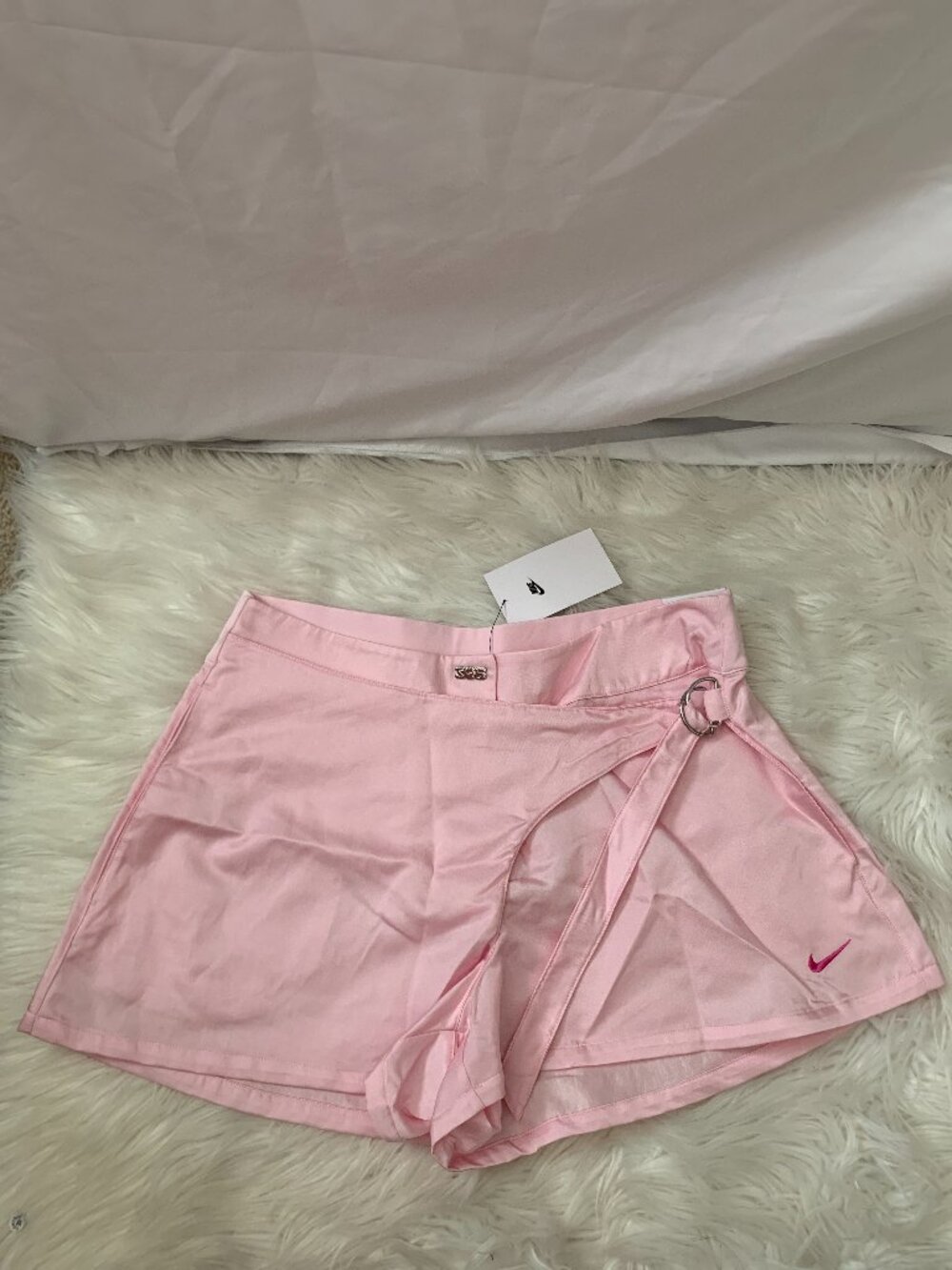 NIKE x SERENA WILLIAMS Design Crew High-Rise 3" Wrap Shorts in Pink Foam Sz MED